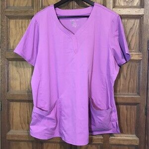 Purple Label by Healing Hands Scrub Top Women's 3X Plum Medical Vet Nurse Pocket